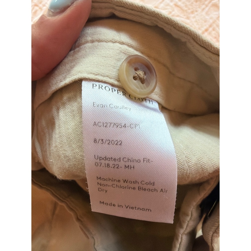Proper Cloth Beige Stretch Linen Blend Chino Pants Tessuti di Sondrio 31.5x29.5 - Picture 6 of 7